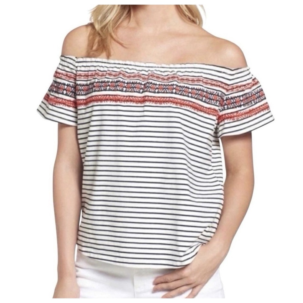 THML anthropologie Womens Top‎ M off the shoulder embroidered Relaxed Fit Casual